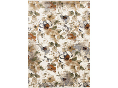 Rustic Garden 5'3" x 7'7" Warm Toned Floral Print Area Rug - Cream