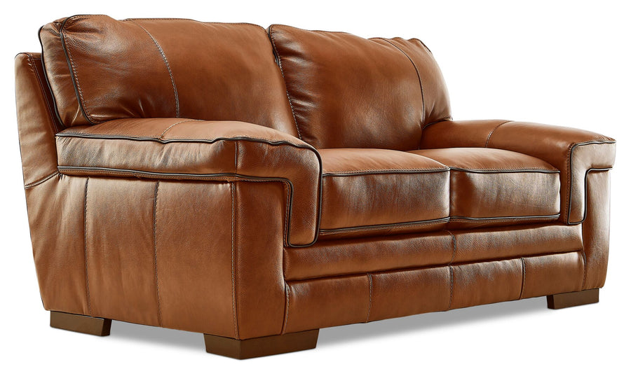 Stampede Leather Loveseat - Chestnut