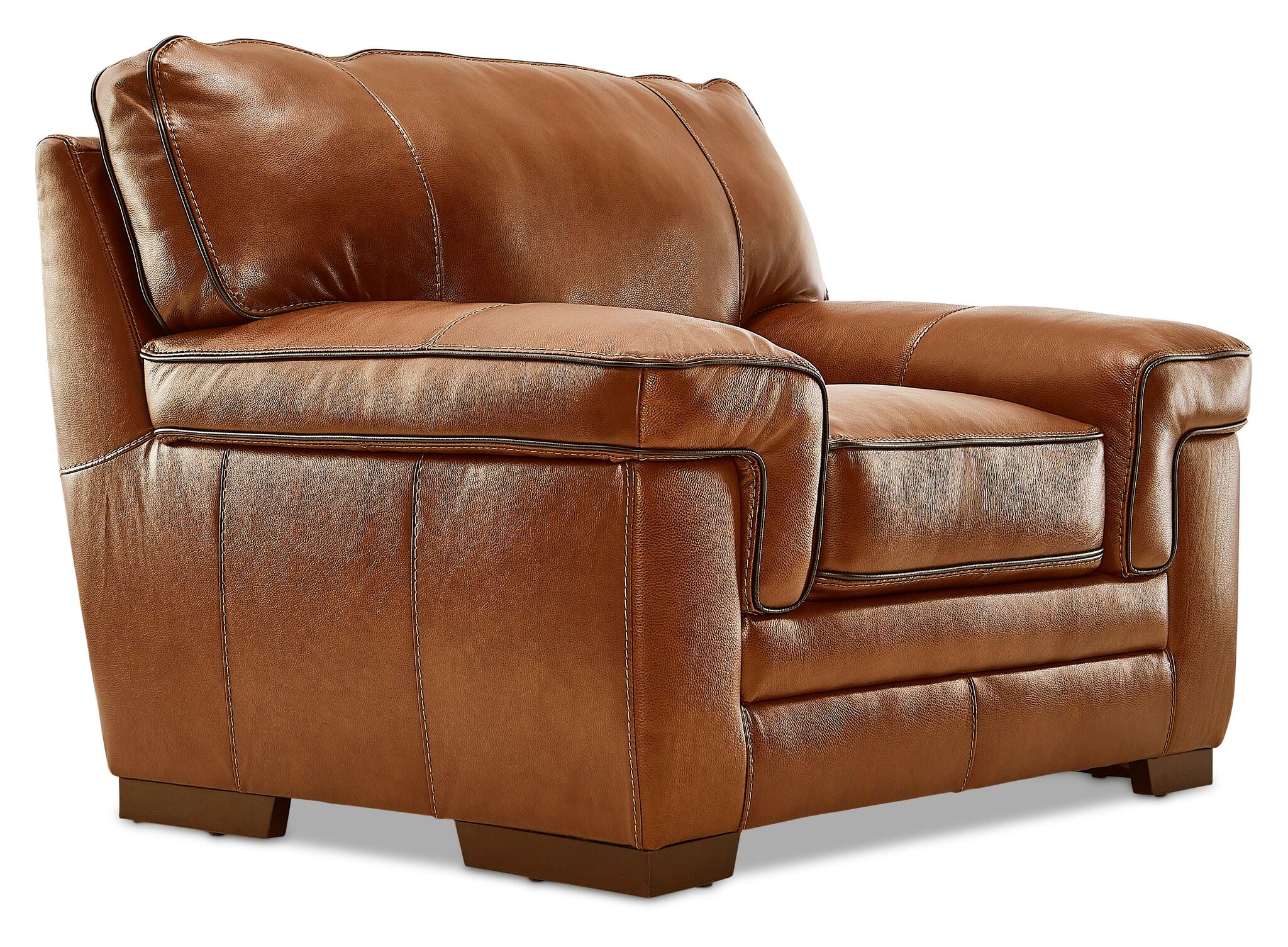 Stampede Leather Sofa, Loveseat and Chair Set - Chestnut