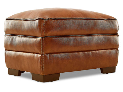 Stampede Leather Ottoman - Chestnut