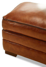 Stampede Leather Ottoman - Chestnut