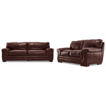 Stampede Leather Sofa and Loveseat Set - Hazelnut