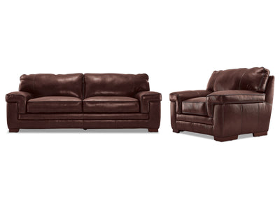 Stampede Leather Sofa and Chair Set - Hazelnut