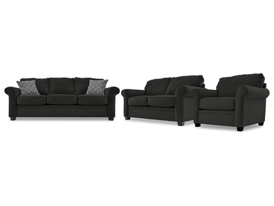 Duffield Sofa, Loveseat and Chair Set - Midnight