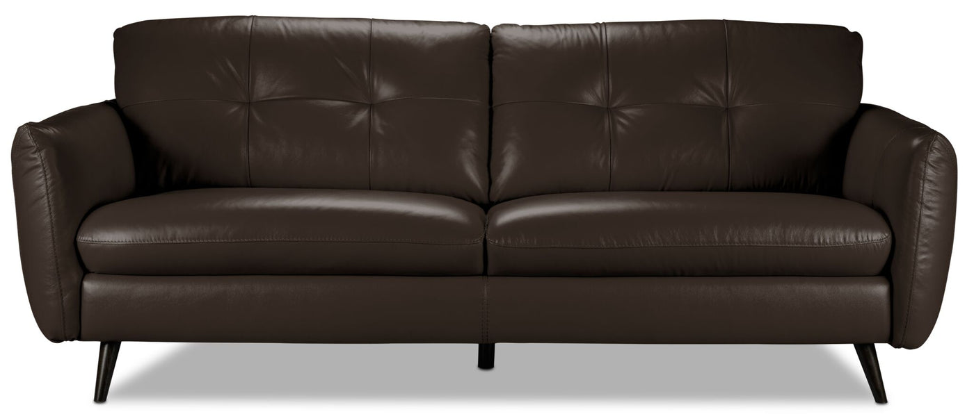 Carlino Leather Sofa - Chocolate