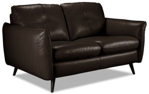 Carlino Leather Loveseat - Chocolate