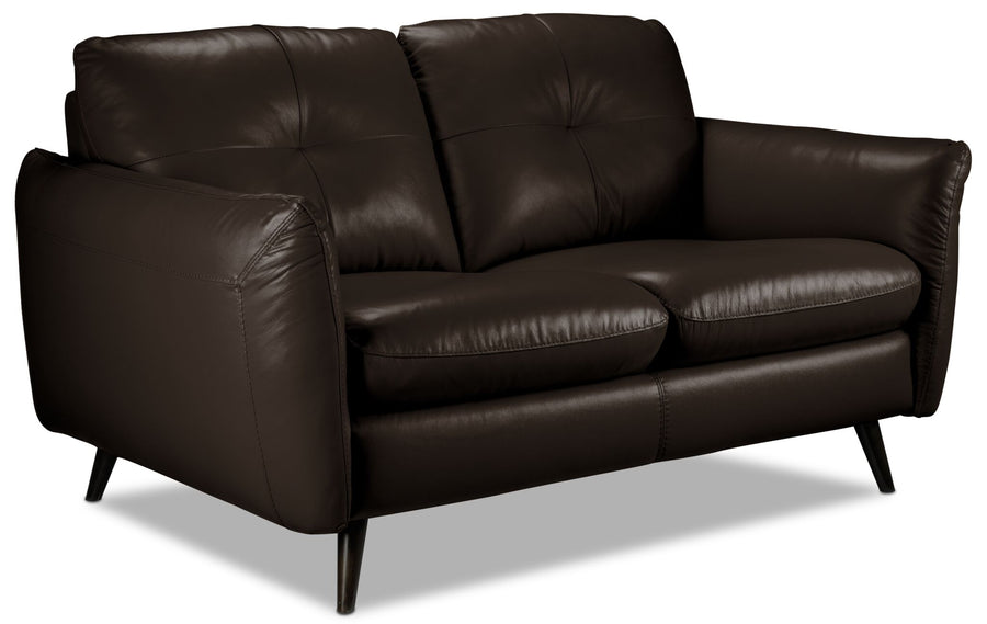 Carlino Leather Loveseat - Chocolate