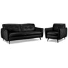 Carlino Leather Sofa and Chair Set - Black