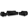 Carlino Leather Sofa, Loveseat and Chair Set - Black