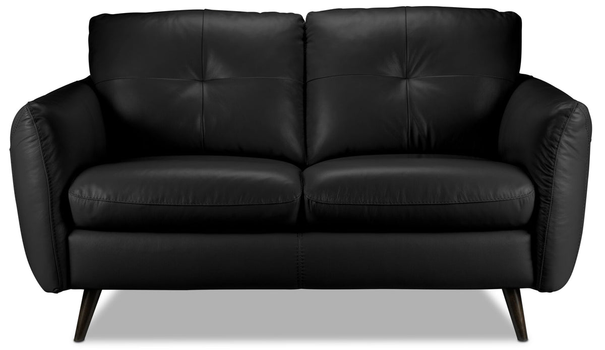 Carlino Leather Loveseat Black Leon's