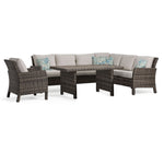 Acadia 4-Piece Outdoor Banquette Set - Grey, Beige