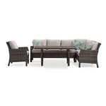 Acadia 4-Piece Outdoor Banquette Set - Grey, Beige