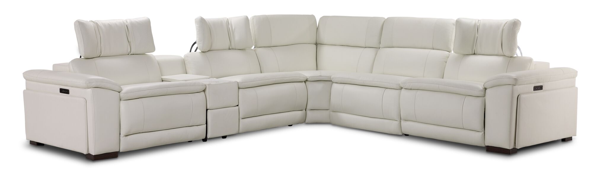 Ajax Leather 6-Piece Dual Power Reclining Sectional - White