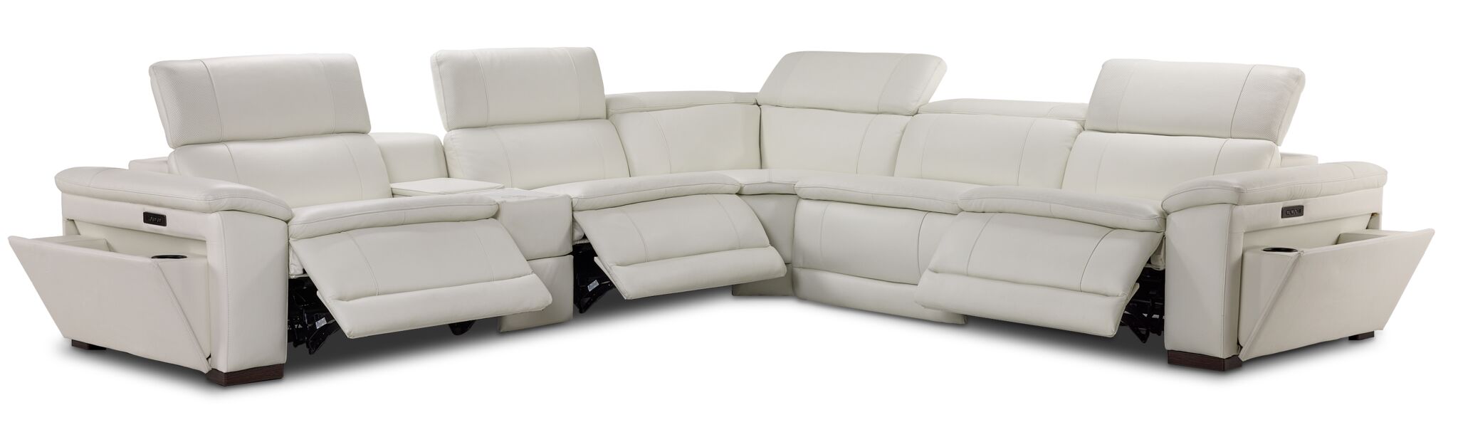 Ajax Leather 6-Piece Dual Power Reclining Sectional - White