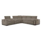 Ajax Leather 6-Piece Dual Power Reclining Sectional - Stone