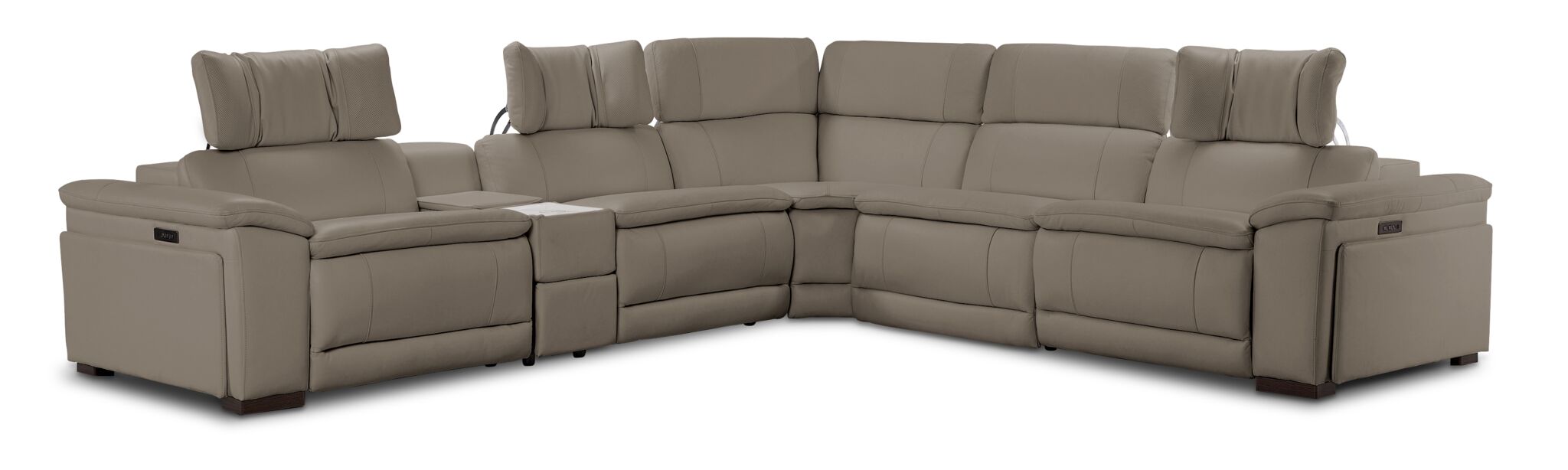 Ajax Leather 6-Piece Dual Power Reclining Sectional - Stone | Leon's