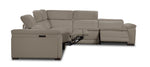 Ajax Leather 6-Piece Dual Power Reclining Sectional - Stone