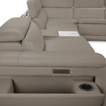 Ajax Leather 6-Piece Dual Power Reclining Sectional - Stone