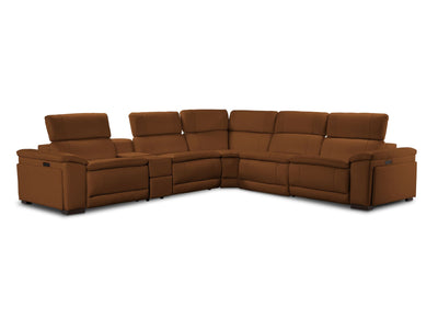 Ajax Leather 6-Piece Power Reclining Sectional - Camel