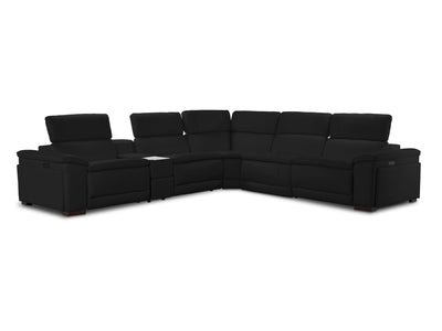 Ajax Leather 6-Piece Dual Power Reclining Sectional - Black