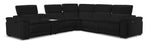 Ajax Leather 6-Piece Dual Power Reclining Sectional - Black