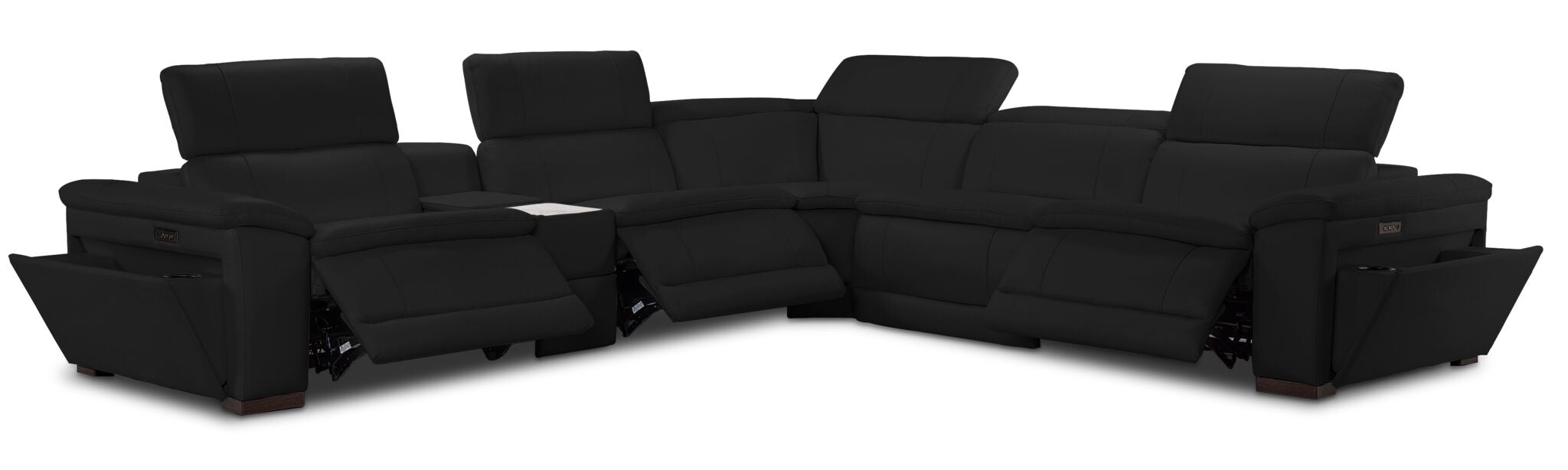 Ajax Leather 6-Piece Dual Power Reclining Sectional - Black