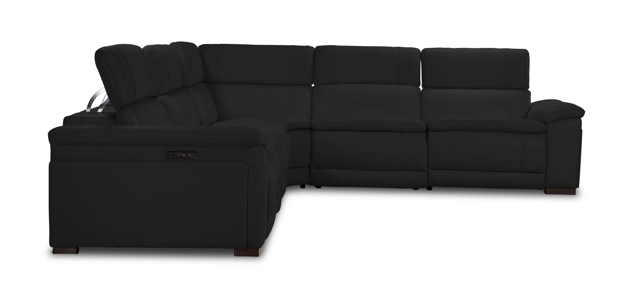 Ajax Leather 6-Piece Dual Power Reclining Sectional - Black