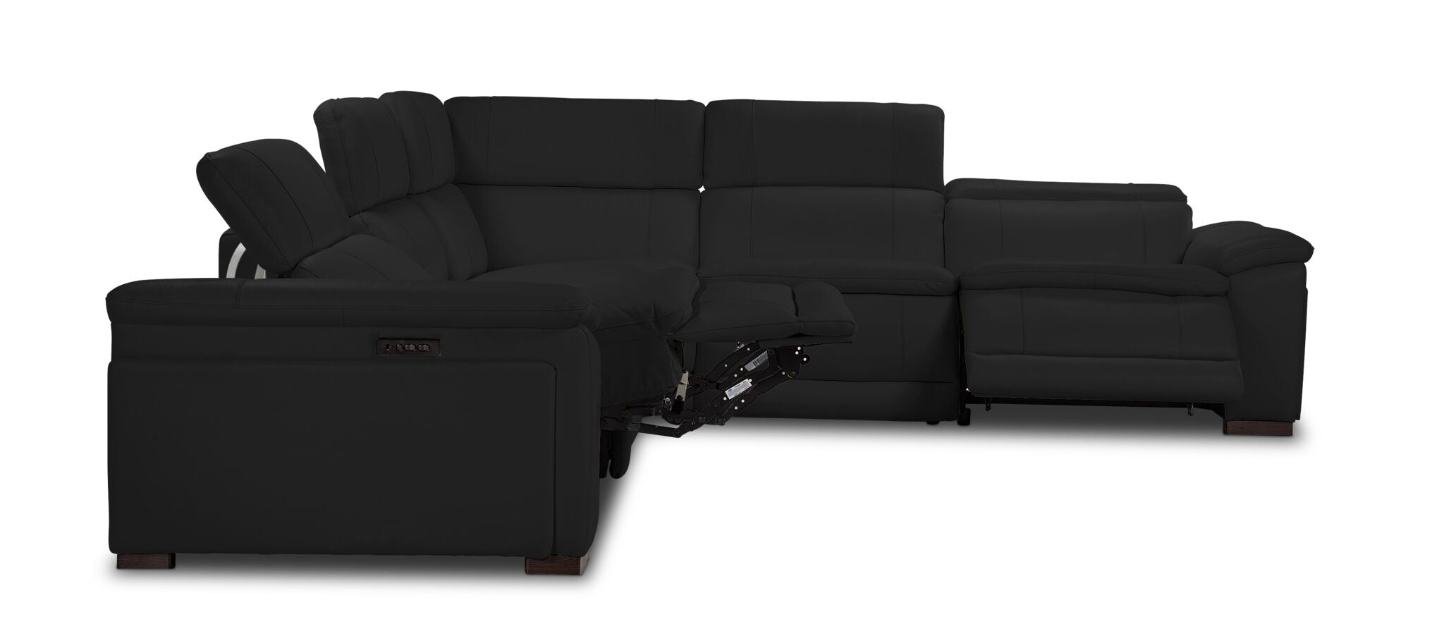 Ajax Leather 6-Piece Dual Power Reclining Sectional - Black