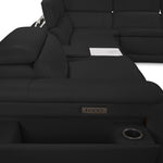 Ajax Leather 6-Piece Dual Power Reclining Sectional - Black