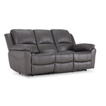 Alba Leather Dual Power Reclining Sofa - Grey