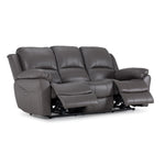 Alba Leather Dual Power Reclining Sofa - Grey