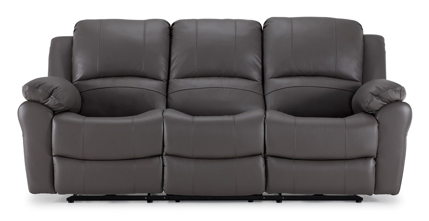 Alba Leather Dual Power Reclining Sofa - Grey