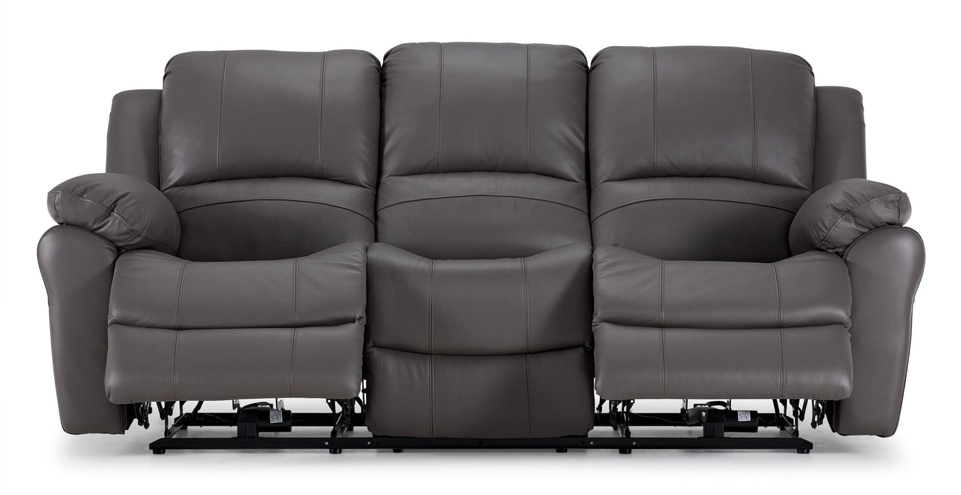 Alba Leather Power Reclining Sofa - Grey