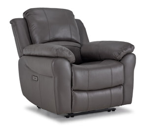 Alba Leather Dual Power Recliner - Grey