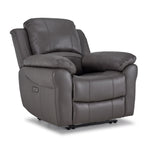 Alba Leather Dual Power Reclining Sofa and Chair Set - Grey