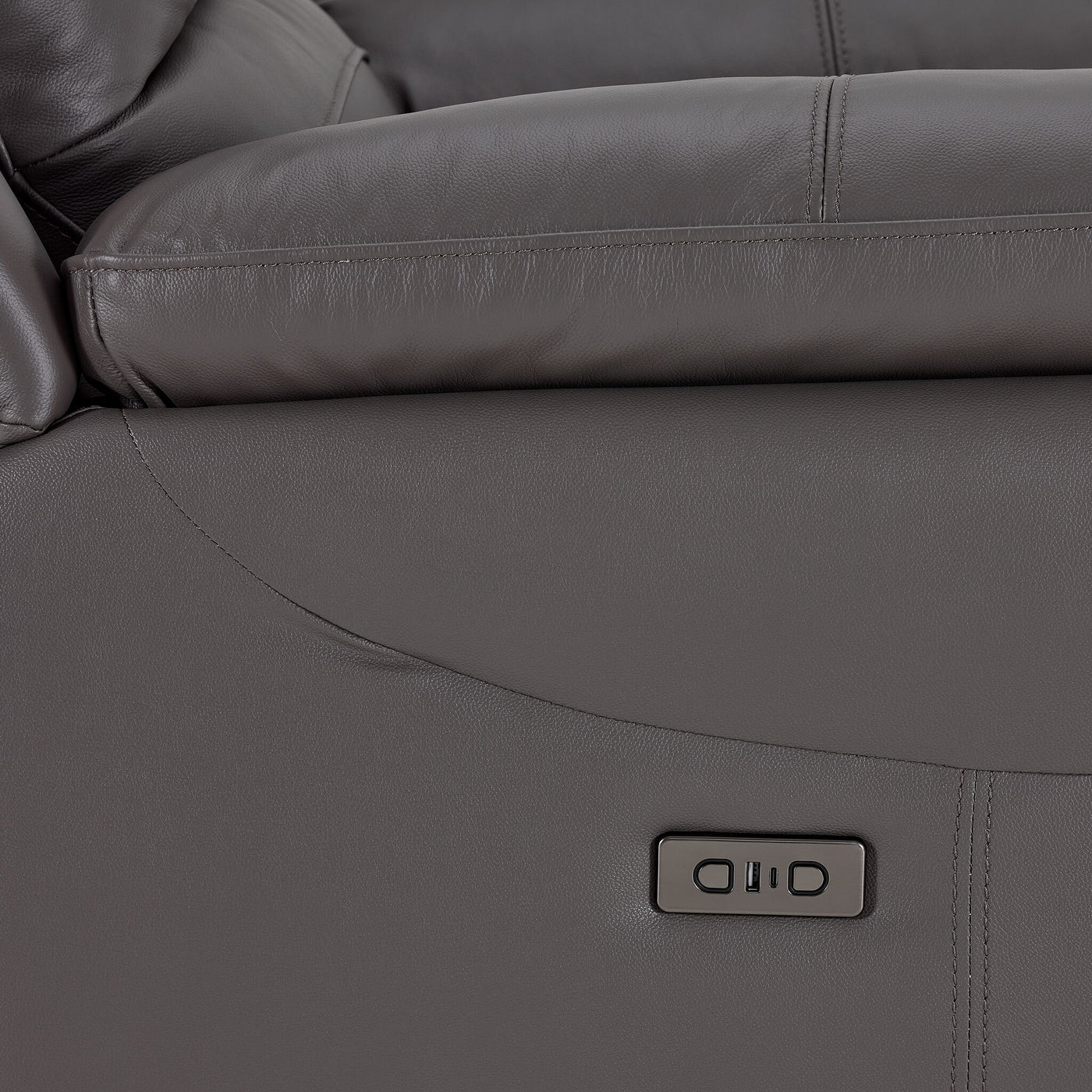 Alba Leather Dual Power Reclining Sofa - Grey