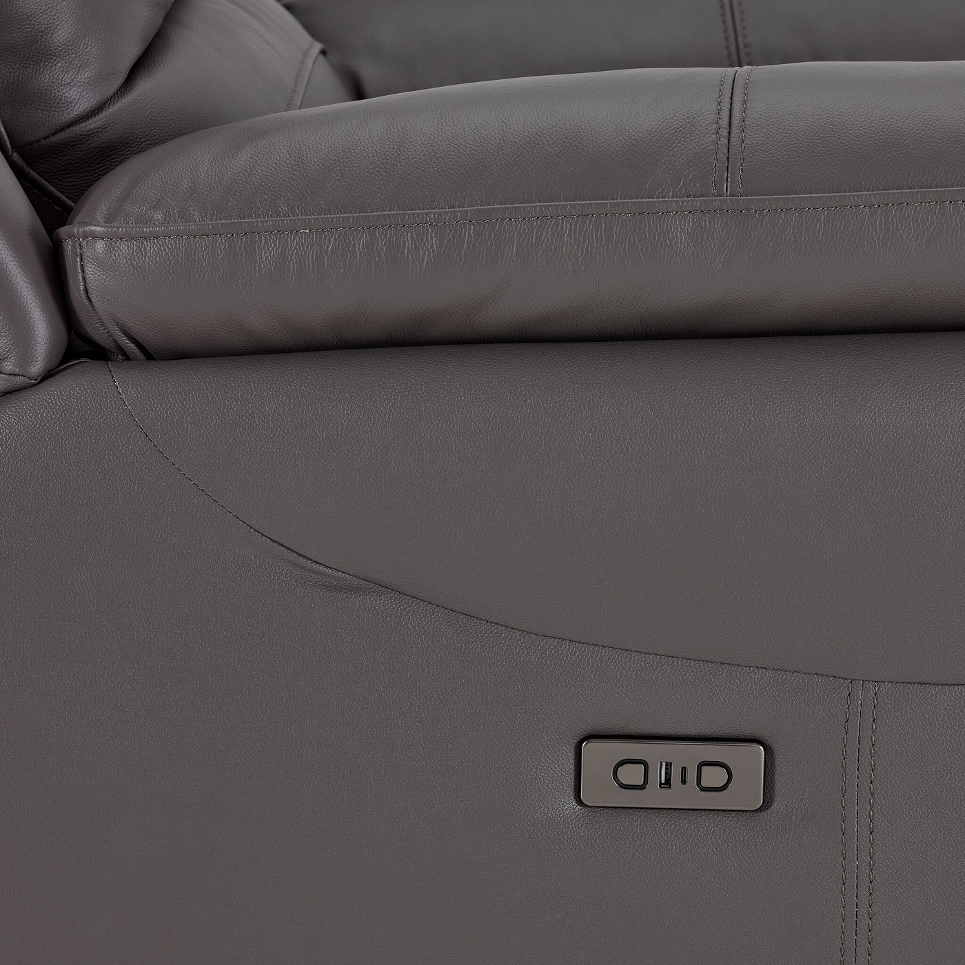 Alba Leather Power Reclining Sofa and Loveseat Set - Grey