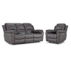 Alba Leather Dual Power Reclining Sofa and Chair Set - Grey