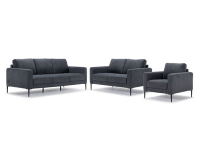 Alden Sofa, Loveseat and Chair Set - Charcoal