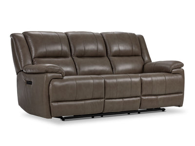 Allie Leather Dual Power Reclining Sofa - Mocha