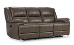 Allie Leather Dual Power Reclining Sofa and Recliner Set - Mocha