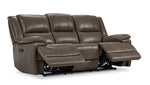 Allie Leather Dual Power Reclining Sofa - Mocha