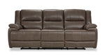 Allie Leather Dual Power Reclining Sofa - Mocha