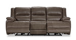 Allie Leather Dual Power Reclining Sofa - Mocha