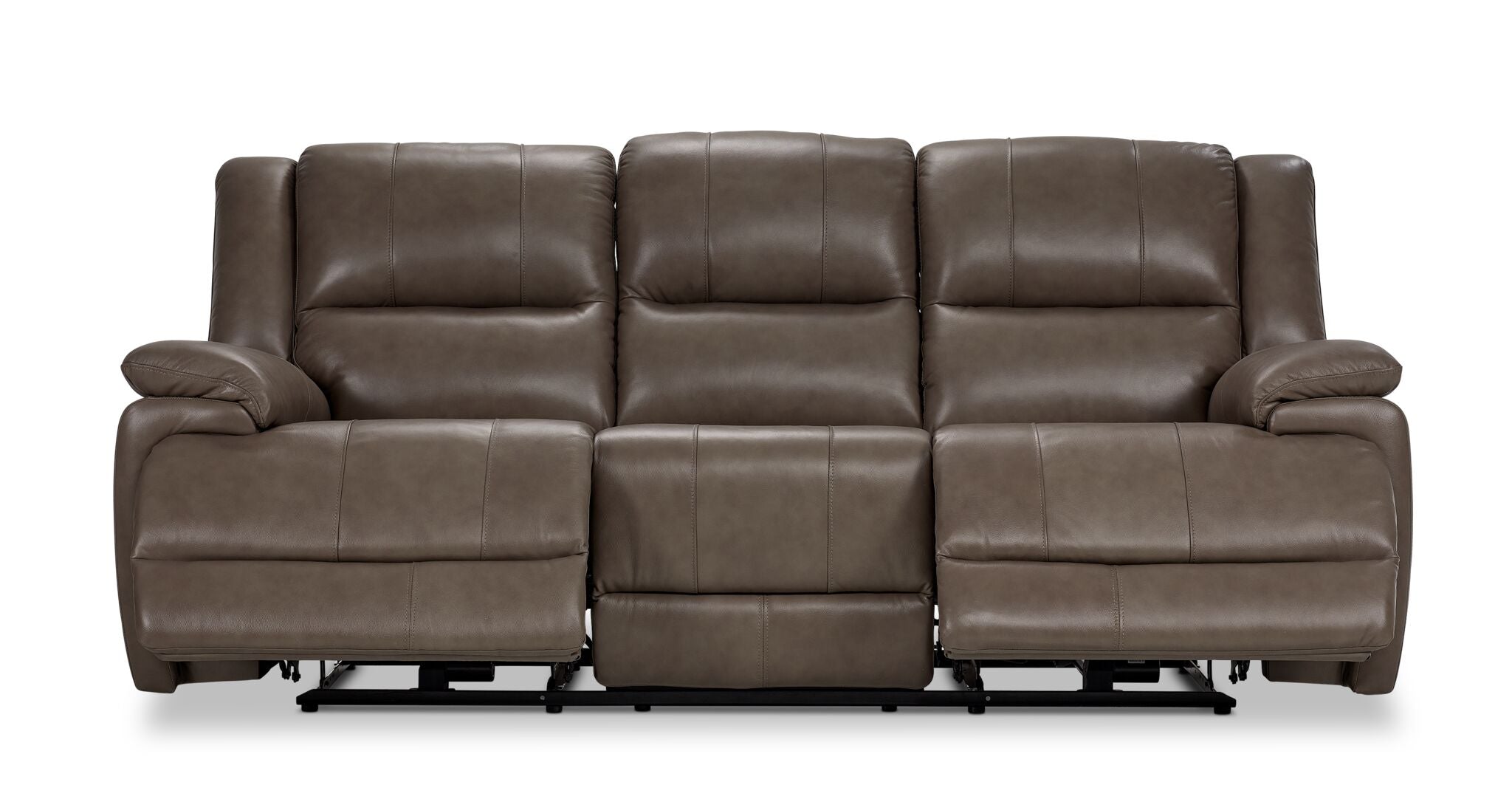 Allie Leather Dual Power Reclining Sofa - Mocha