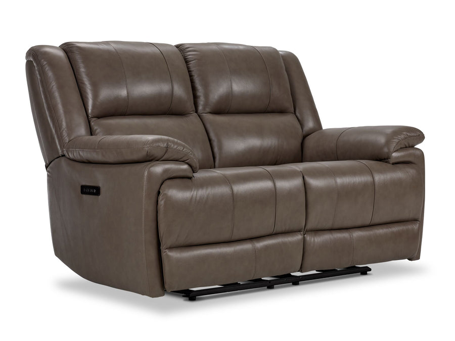Allie Leather Dual Power Reclining Loveseat - Mocha