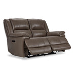 Allie Leather Dual Power Reclining Loveseat - Mocha