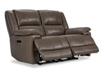 Allie Leather Dual Power Reclining Loveseat - Mocha