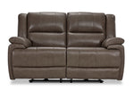 Allie Leather Dual Power Reclining Loveseat - Mocha