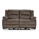 Allie Leather Dual Power Reclining Loveseat - Mocha